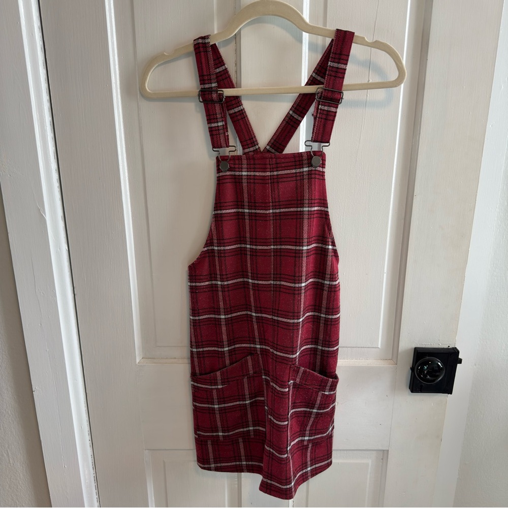 No Boundaries Red and Black Plaid Pinafore dress - Picture 2 of 4